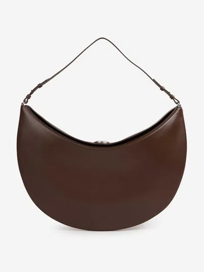 Jacquemus Le Calisso Rond Large Brown Shoulder Bag With Adjustable Strap And Embossed Logo In Leathe In Brown