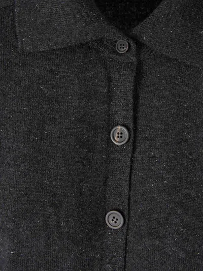 Peserico Speckled-pattern Collared Cardigan In Black