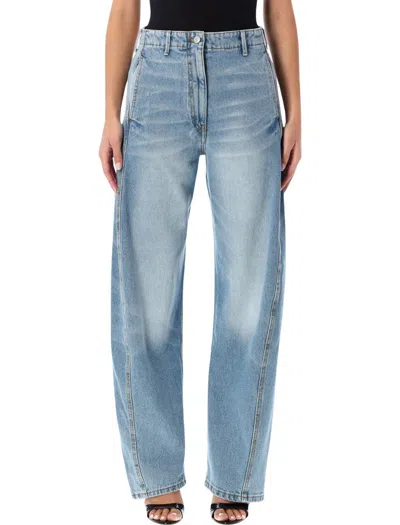 Magda Butrym Wide Leg Denim Trousers With Belt Loops In Blue