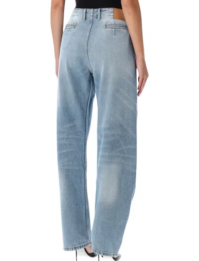 Magda Butrym Wide Leg Denim Trousers With Belt Loops In Blue