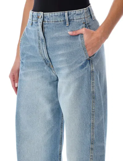 Magda Butrym Wide Leg Denim Trousers With Belt Loops In Blue