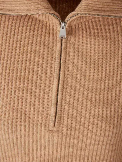 Simkhai Womens Camel Landry Half-zip Ribbed Cashmere Jumper In Brown