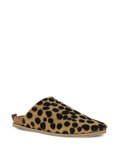 Forte Forte Animal Print Backless Pony Hair Slippers In Brown