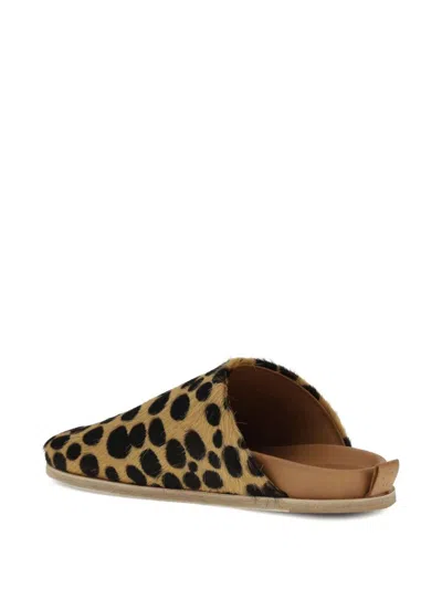 Forte Forte Animal Print Backless Pony Hair Slippers In Brown