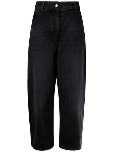 Studio Nicholson Wide Leg Denim Jeans With Belt Loops In Black