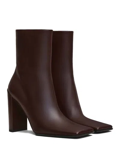 Alaïa Leather Square-toe Ankle Boots 90 In Brown