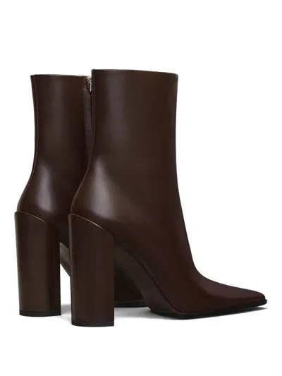 Alaïa Leather Square-toe Ankle Boots 90 In Brown