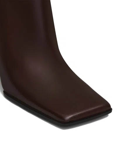 Alaïa Leather Square-toe Ankle Boots 90 In Brown