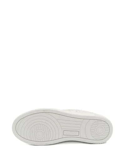 Autry Medalist Low Sneakers In Worn-out Effect Suede With Rhinestones Shoes In White