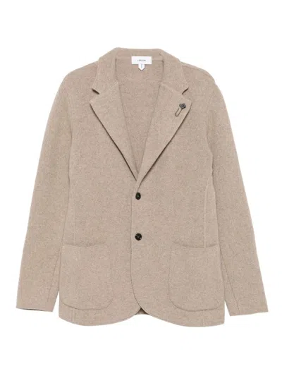 Lardini Beige Cashmere Blazer With Tailored Fit In Brown