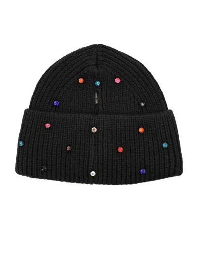 Goldbergh Dream Beanie With Multicolor Crystals In Black
