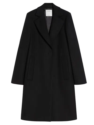 Sportmax Long Double Lined Coat Pockets In Black