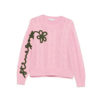 Stine Goya Floral Crew Neck Sweater In Pink
