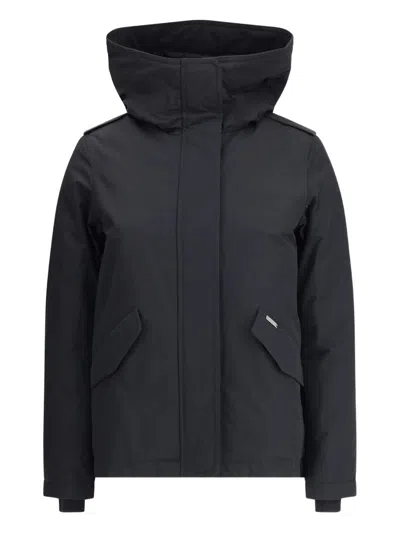 Woolrich Military Inspired Hooded Jacket In Black