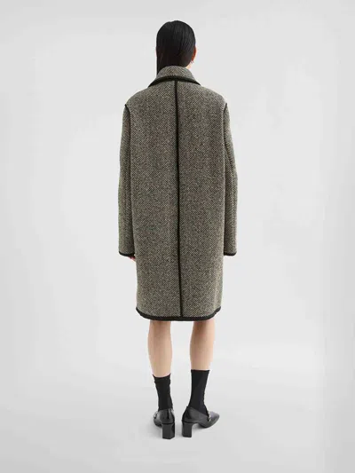 Jil Sander Herringbone Pattern Mid-length Coat In Gray