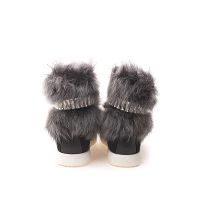 Giuseppe Zanotti Black Sneaker With Fur And Crystals  In Animal Print