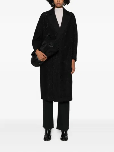 Quetsche Patterned-jacquard Coat In Black