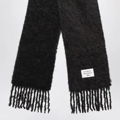 Acne Studios Black Wool Scarf With Logo In Black