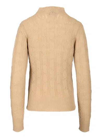 Dries Van Noten 09260-tessy 2707 Mock Neck Sweater Knitwear Beige In Brown