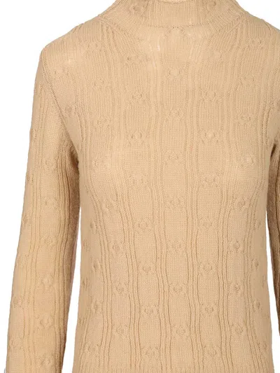 Dries Van Noten 09260-tessy 2707 Mock Neck Sweater Knitwear Beige In Brown
