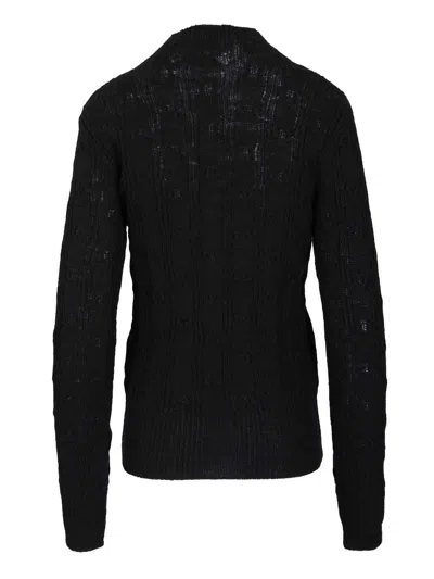 Dries Van Noten 09260-tessy 2707 Mock Neck Sweater Knitwear Black In Black