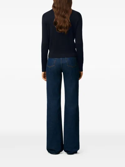 Ami Alexandre Mattiussi Cropped Wool Cardigan With Embroidered Heart Detail In Blue