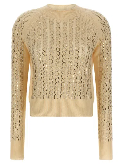 Ermanno Scervino Baguette Studded Sweater Sweaters And Cardigans Beige In Brown