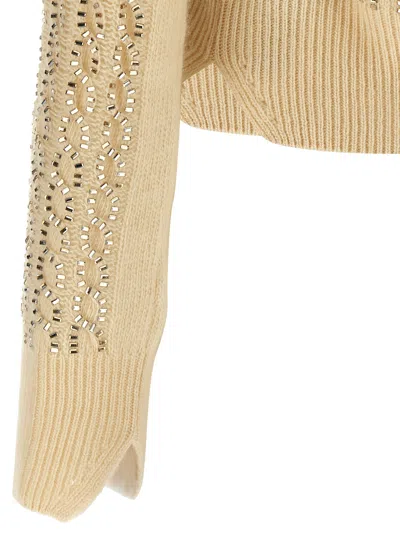 Ermanno Scervino Baguette Studded Sweater Sweaters And Cardigans Beige In Brown