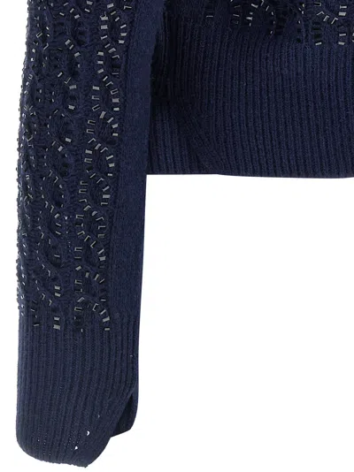 Ermanno Scervino Baguette Studded Sweater Sweaters And Cardigans Blue In Blue