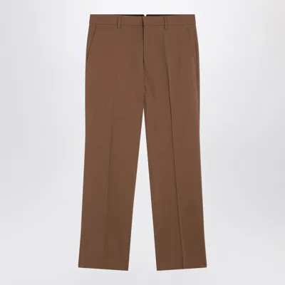 Ami Alexandre Mattiussi Ami Paris Hazelnut Wool Trousers In Brown