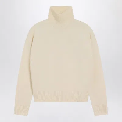 Ami Alexandre Mattiussi Ami Paris Ivory Ami De Coeur Turtleneck Sweater In Animal Print