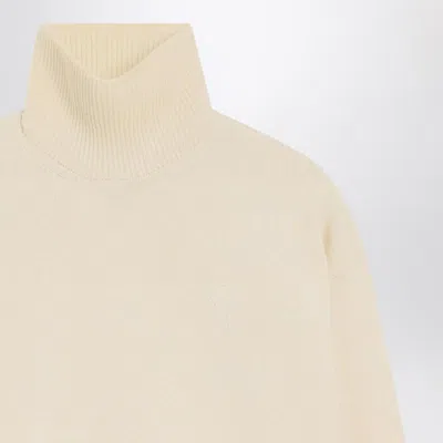 Ami Alexandre Mattiussi Ami Paris Ivory Ami De Coeur Turtleneck Sweater In Animal Print