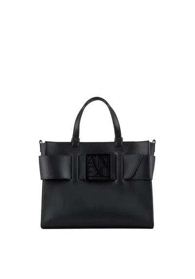 Armani Exchange Medium Handbag With Logo In Black
