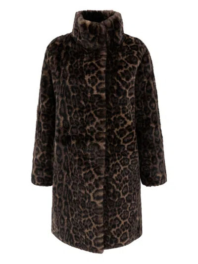 Ap Paris Blair Leopard Coat In Multi