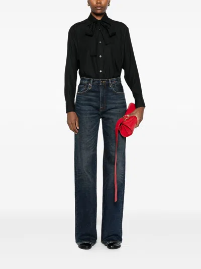 Archivio '67 Bow-detail Silk Shirt In Black