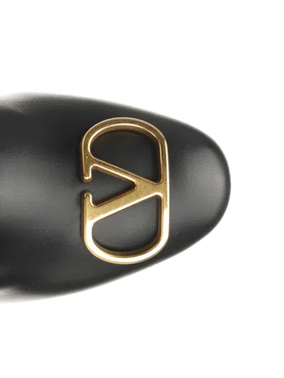 Valentino Boot | Vlogo Signature | T. 80 | Vitello/antique Brass Logo Boots Black In Black