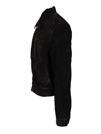 Arte Corduroy Jacket With Logo Embroidery In Black