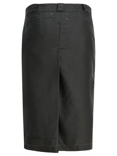 Maison Margiela Midi Skirt With Back Pocket And Front Slit In Black