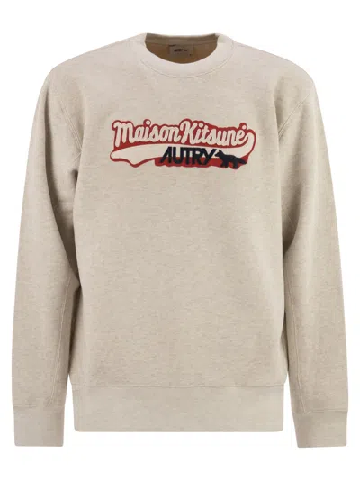 Autry X Maison Kitsune Autry X Maison Kitsuné Autry X Maison Kitsunè Logo Sweatshirt In Orange