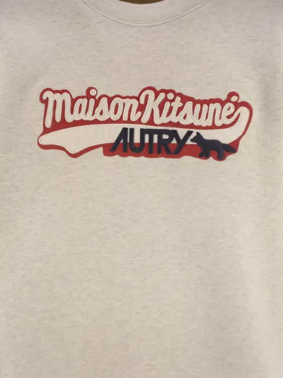 Autry X Maison Kitsune Autry X Maison Kitsuné Autry X Maison Kitsunè Logo Sweatshirt In Orange