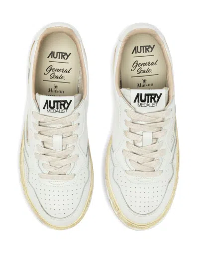 Autry X Maison Mihara Yasuhiro Low-top White Leather Sneakers With Perforated Detailing In White