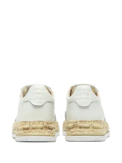 Autry X Maison Mihara Yasuhiro Low-top White Leather Sneakers With Perforated Detailing In White