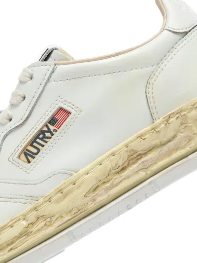 Autry X Maison Mihara Yasuhiro Low-top White Leather Sneakers With Perforated Detailing In White