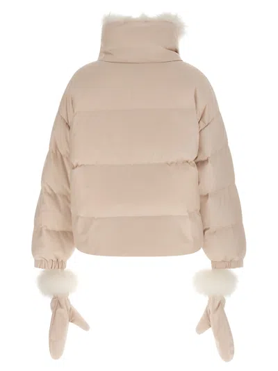Yves Salomon Down Jacket With Mittens Puffer Jackets White In Pink