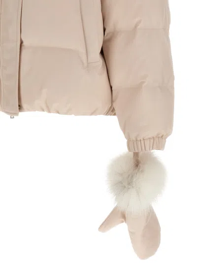 Yves Salomon Down Jacket With Mittens Puffer Jackets White In Pink