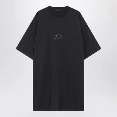 Balenciaga Black Washed Loop Sports Icon Oversize T-shirt In Black