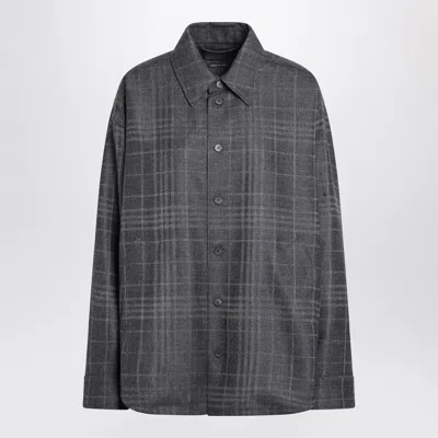 Balenciaga Tartan Check Long-sleeved Shirt In Gray