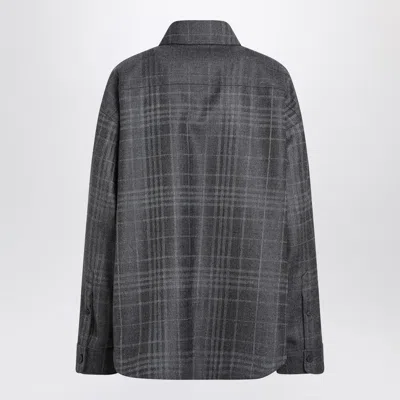 Balenciaga Tartan Check Long-sleeved Shirt In Gray