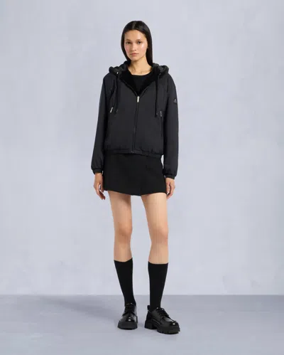 Moose Knuckles Down Jacket With Hooded Elasticated Cuffs In Black