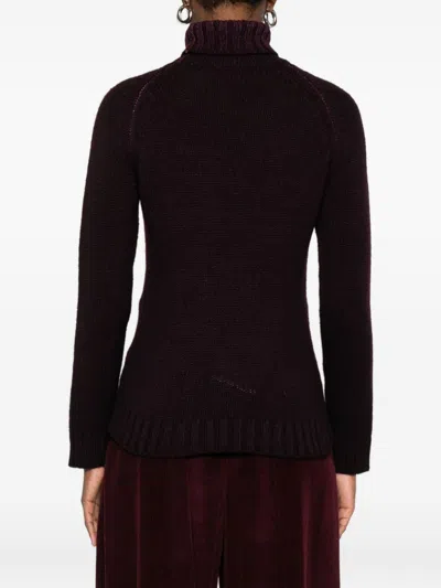 Base Purple Wool Turtle-neck Jumper In Black